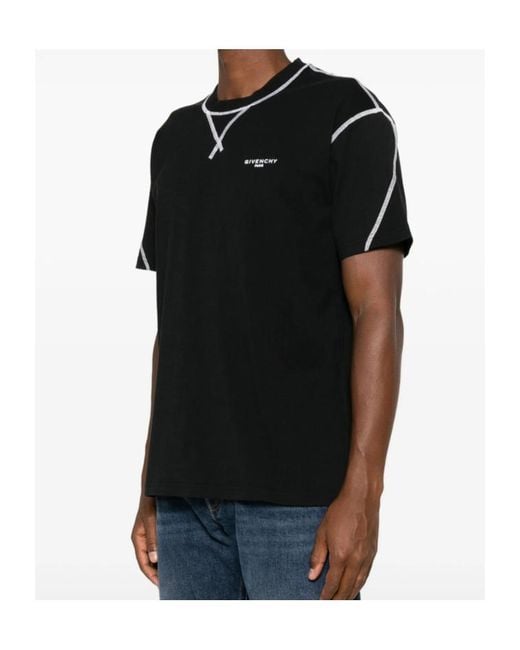 Givenchy Black Logo Embroidered Crewneck T-Shirt for men