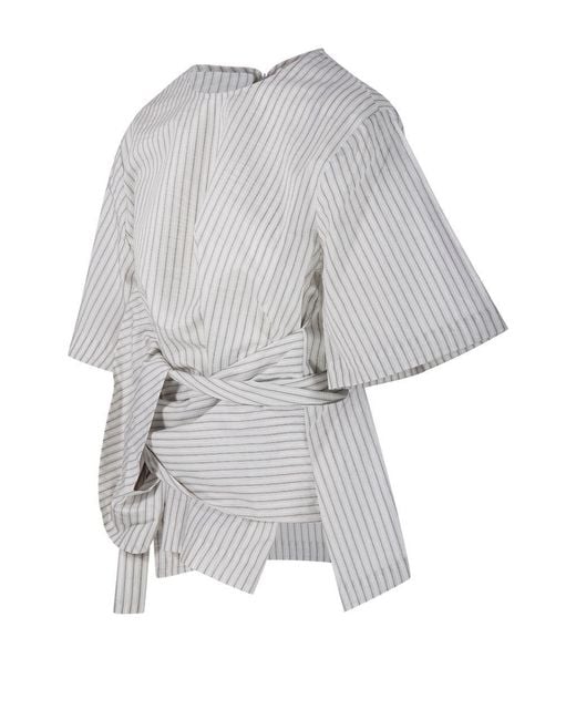 Rohe Gray Wrap Stripe Top