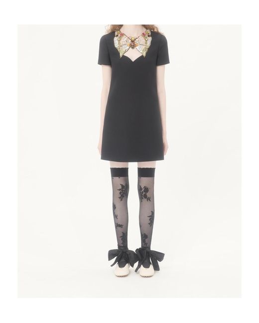Valentino Black Embellished Bow Dress