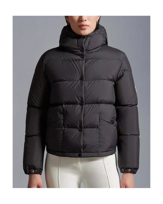 Moncler Black Ebre Logo Embroidered Button-Up Jacket