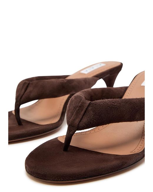 Alaïa Brown Solid Suede Sandals