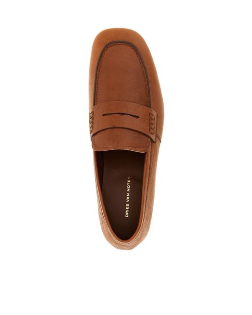 Dries Van Noten Brown Square-Toe Loafers