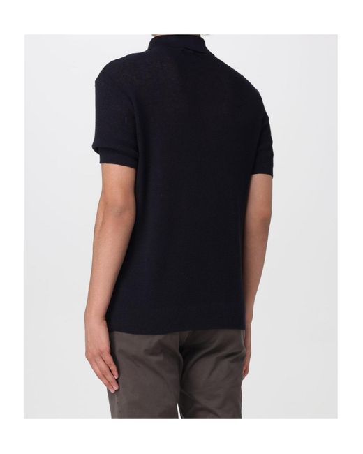 Barena Black Button Knitted Polo Shirt for men