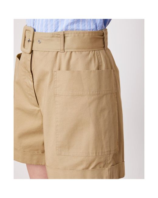 Officine Generale Twill Cotton Piedye Shorts in Natural | Lyst