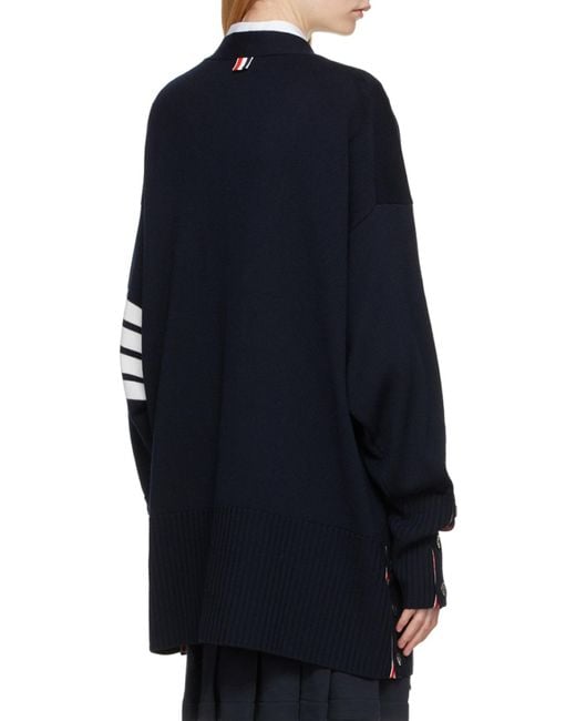 Thom Browne Blue 4-Bar Stripe Cardigan