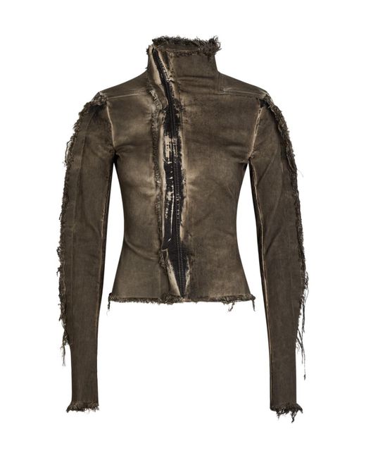 Rick Owens Green Gary Distressed Cotton-Blend Jacket
