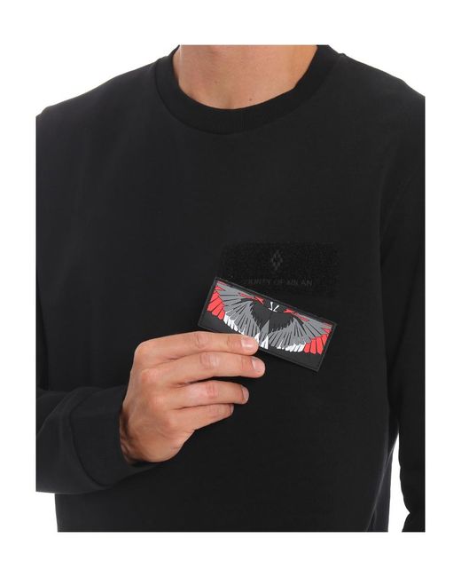 Marcelo Burlon Black Wing Pattern Patch Sweater for men