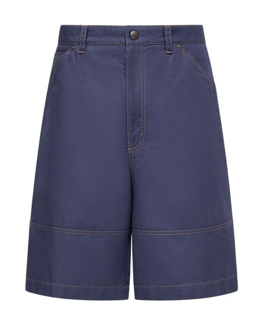 Moncler Blue Contrast-Stitch Denim Shorts for men