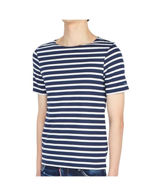 Saint James Blue Striped Short-Sleeved T-Shirt for men