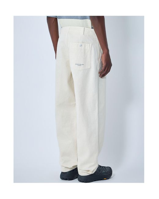 Stone Island White Mid Rise Straight-Leg Trousers for men