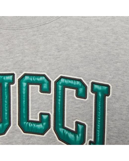 Gucci Gray Logo Embroidered Crewneck Sweatshirt
