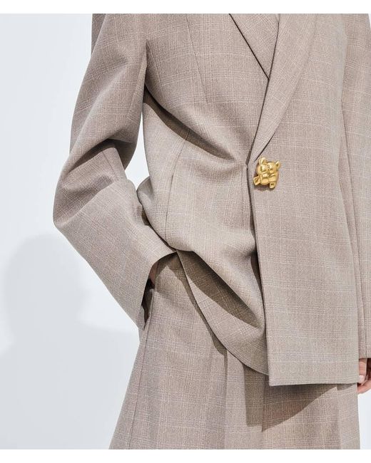 Bottega Veneta Natural Prince Of Wales Wool Jacket