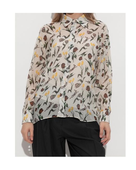 Marni White Floral Printed Long-Sleeved Shirt