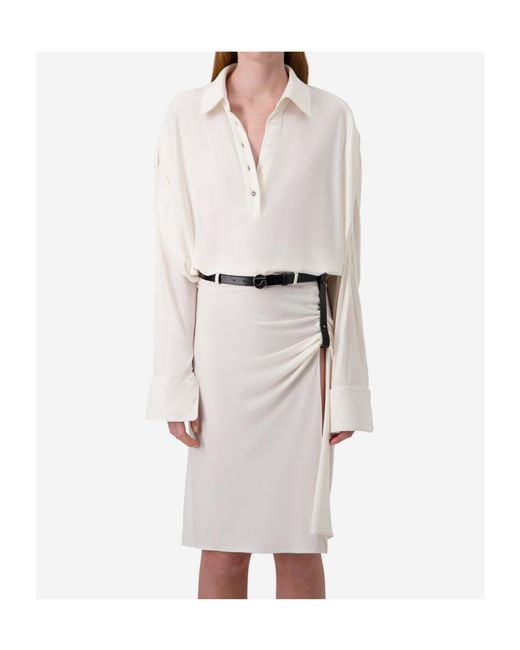 Coperni White Belted Draped Dress