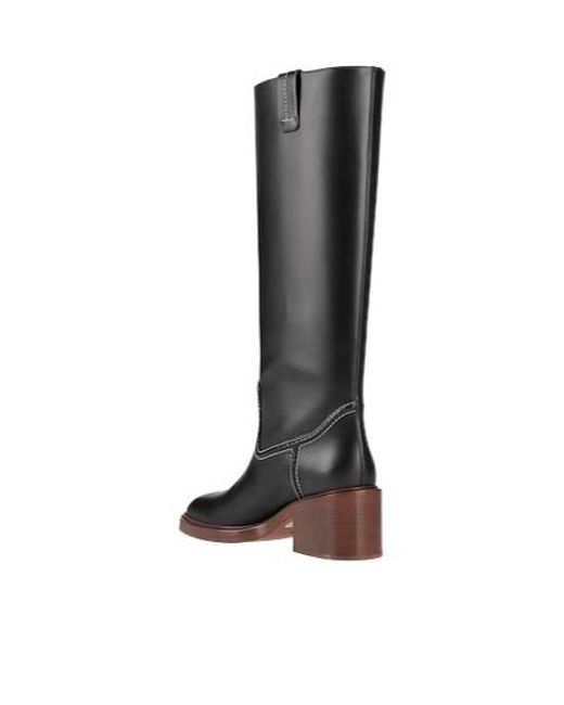 Chloé Black Solid Color Comfortable Leather Boots