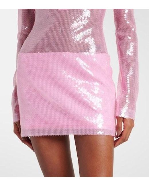 David Koma Pink Sequined Polo Dress
