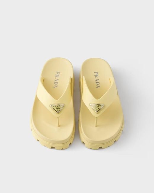 Prada Yellow Rubber Thong Sandals