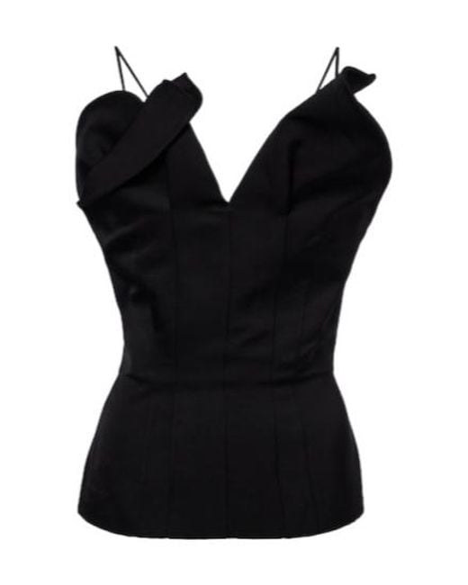 Magda Butrym Black Cotton And Silk Top