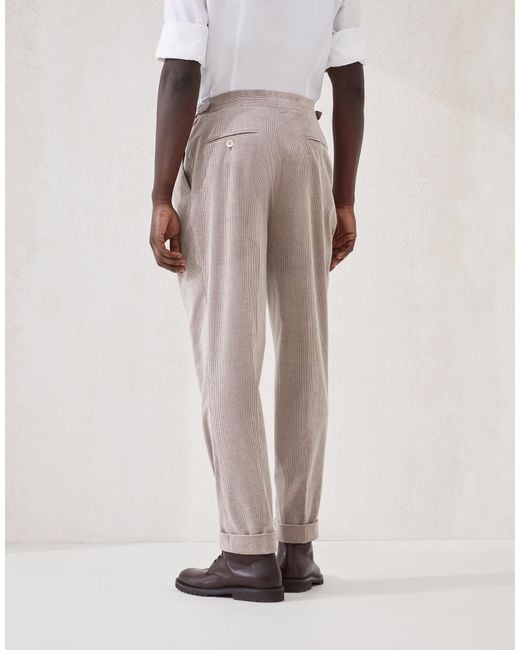 Brunello Cucinelli Gray Plaid Trousers for men