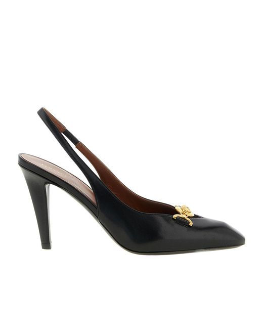 Versace Black La Medusa Leather Slingbacks