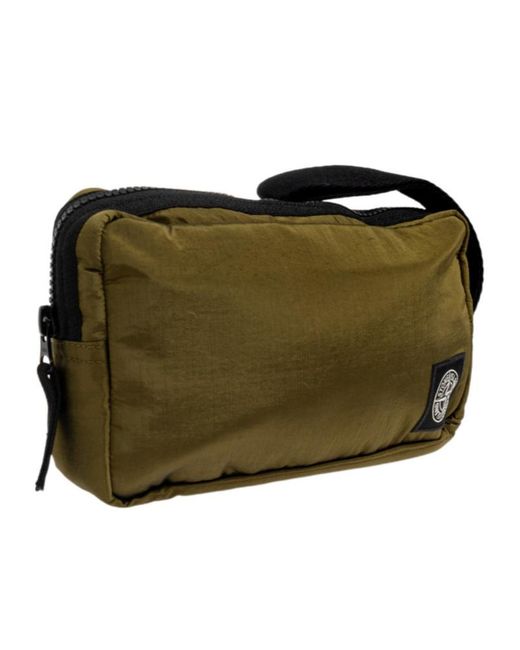 Stone Island Green Logo Patch Waist Bag for men