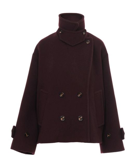 Chloé Purple Chloé Double-Breasted Oversized Short Coat