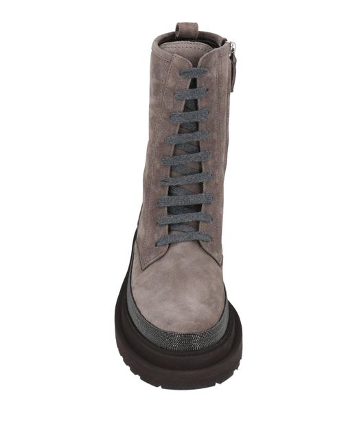 Brunello Cucinelli Brown Suede Lace-Up Ankle Boots