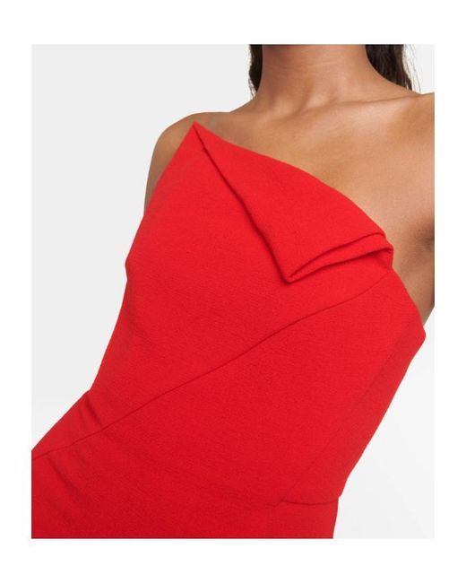 Roland Mouret Red Origami Wool Midi Dress