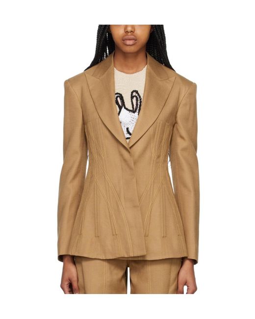 Stella McCartney Natural Corset Lapel Suit Jacket