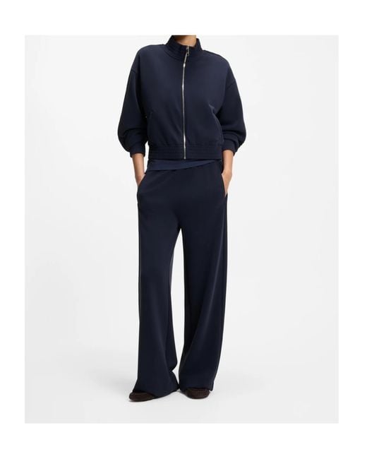 Boss Blue Relaxed-Fit Sweatshirt With Piping Details