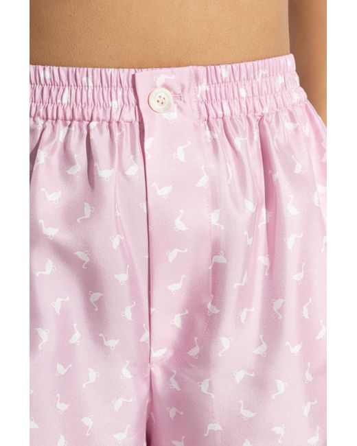 Moschino Pink Printed Satin Shorts