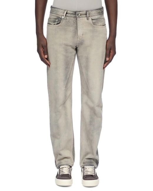 Rick Owens Gray Fog Cut Faded-Effect Jeans for men