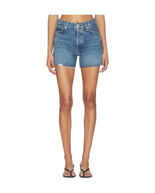 Rag & Bone Blue Frayed Denim Shorts