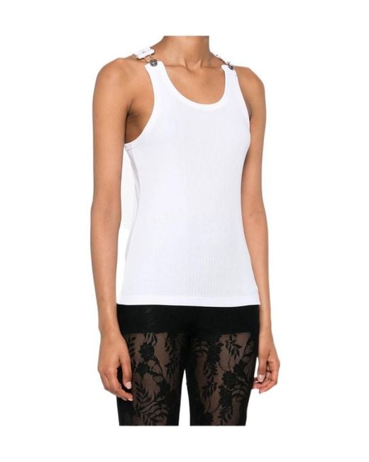 Jean Paul Gaultier White Buckle Strap Tank Top