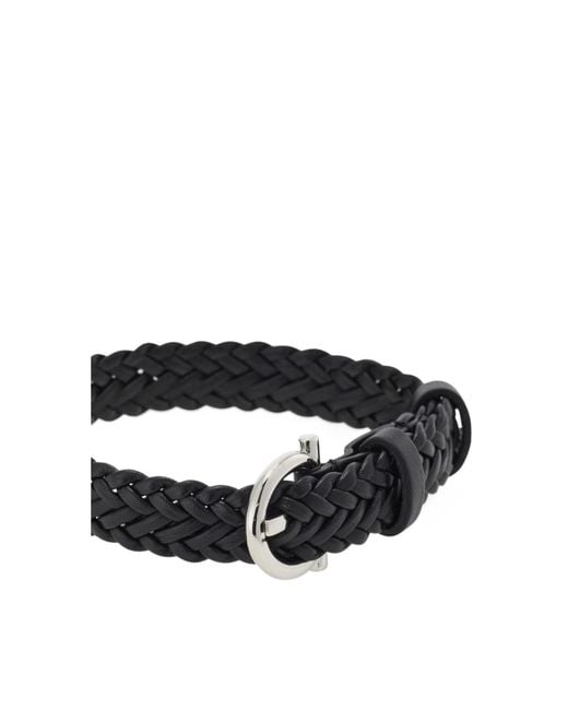 Ferragamo Black Woven Bracelet With Gancini Clasp for men