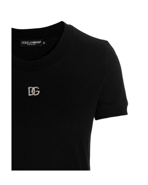 Dolce & Gabbana Black Logo-Embellished Short-Sleeved Top