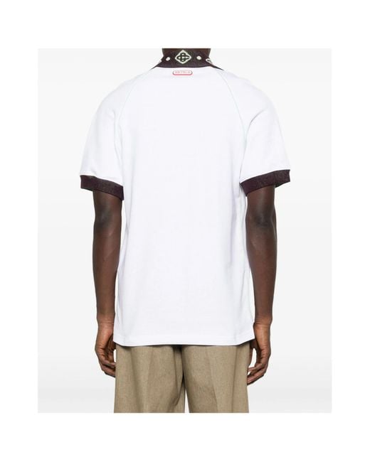 Casablanca White Logo-Patch Polo Shirt for men