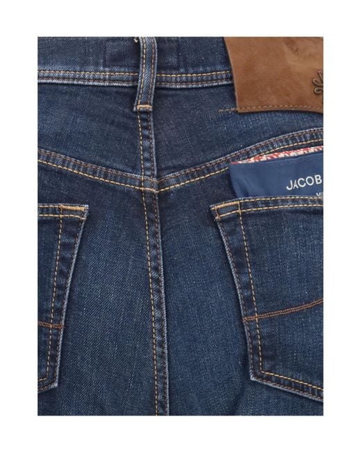 Jacob Cohen Blue Logo Patch Straight Leg Jeans for men