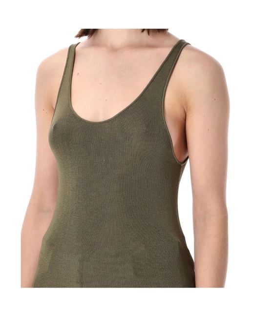 Frankie Shop Green Rivo Ribbed Knit Tank Top