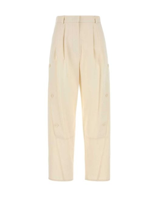 Max Mara Natural Duomo Pleated Button-Detailed Trousers