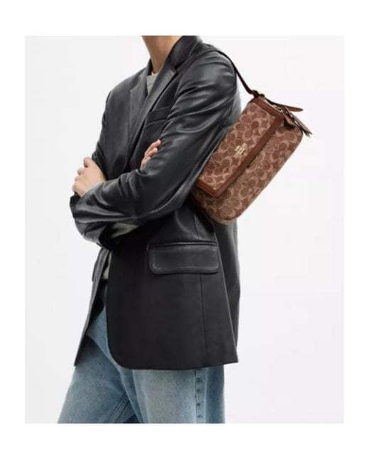 COACH Brown Etta Small Flap Shoulder Bag