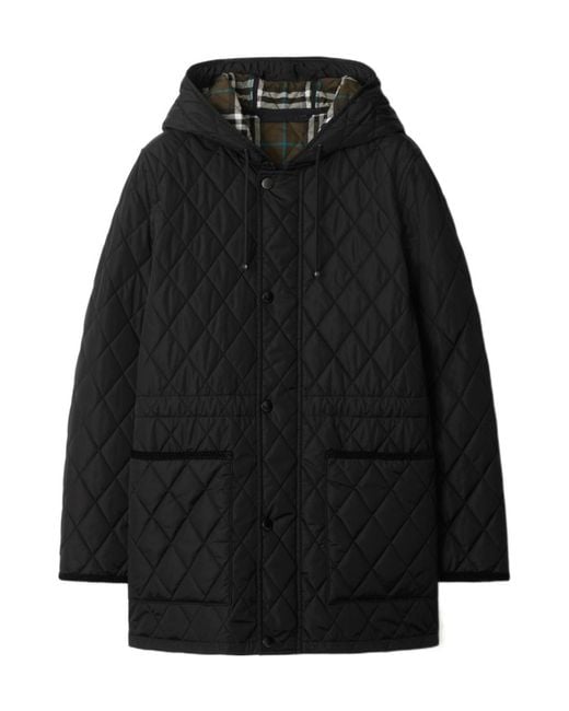 Burberry Black Devon Quilted Hooded Parka