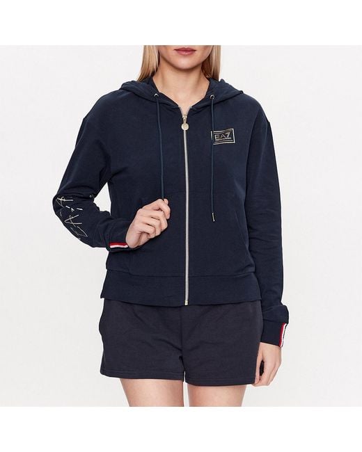 EA7 Blue Drawstring Hooded Hoodie