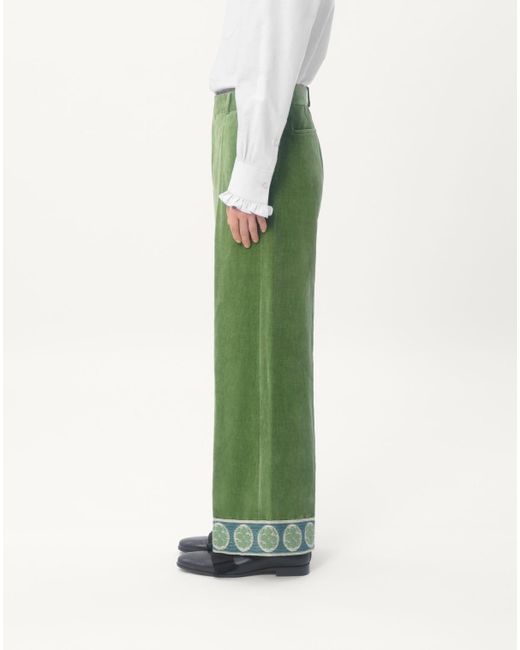 Valentino Green Jacquard-Hem Straight Leg Trousers for men