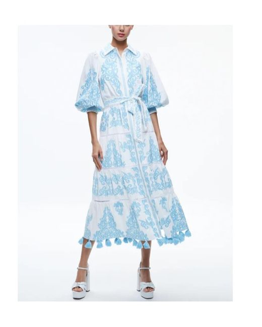 Alice + Olivia Blue Medium And Long Layered Dress