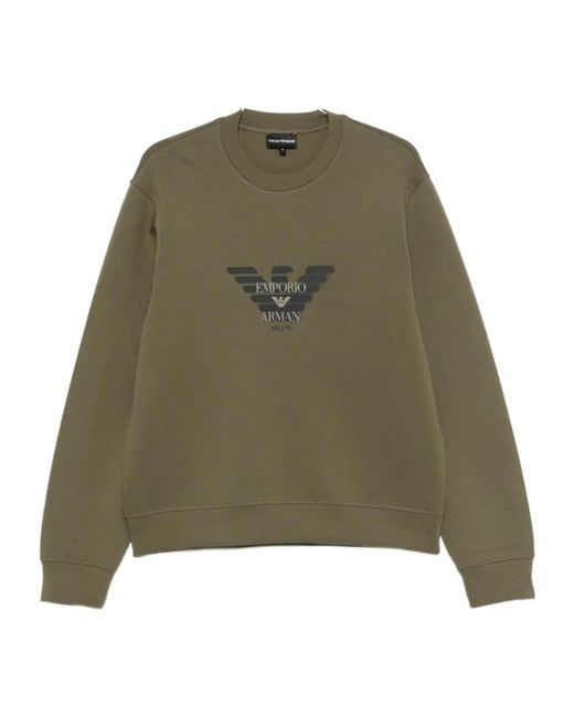 Emporio Armani Green Logo-Print Crew-Neck Sweatshirt for men