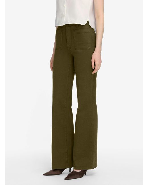 FRAME Green High-Waisted Flared Jeans