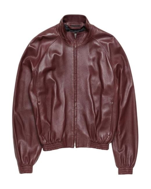 Acne Brown Full-Zip Leather Jacket for men