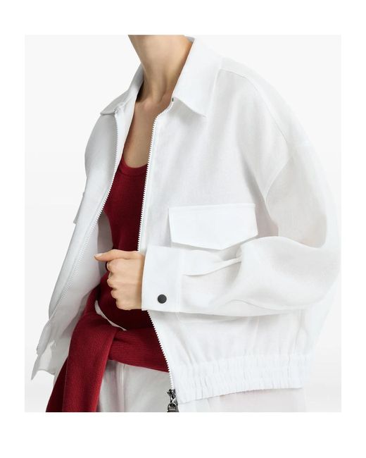 Brunello Cucinelli White Zip-Up Outerwear Jacket