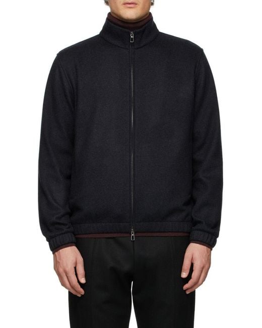 Loro Piana Blue Standing Collar Casual Jacket for men